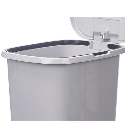 Six gray 25L plastic pedal trash bins from BigBuy Home for household storage and kitchen organization.
