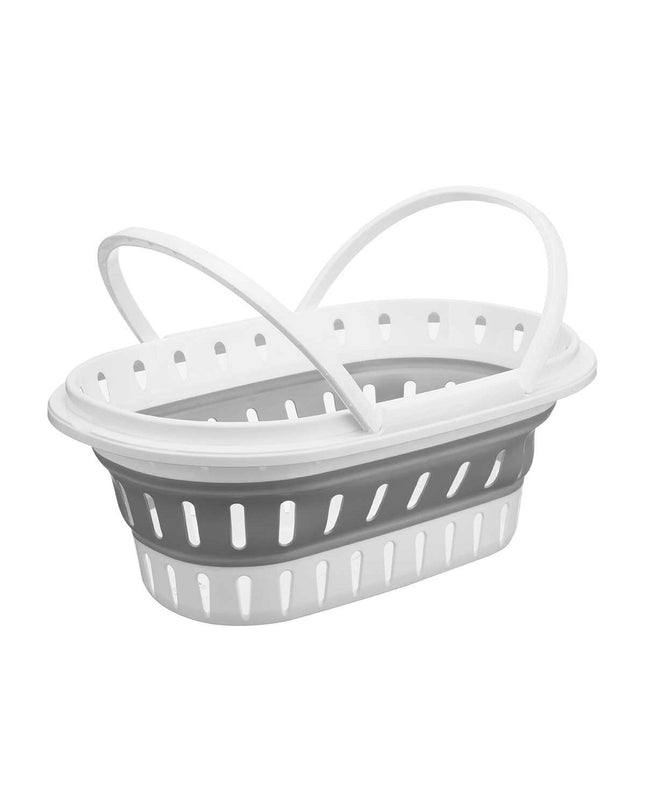 Six foldable polypropylene laundry baskets with TPR handles, measuring 58x23x38 cm, for home storage and organization.