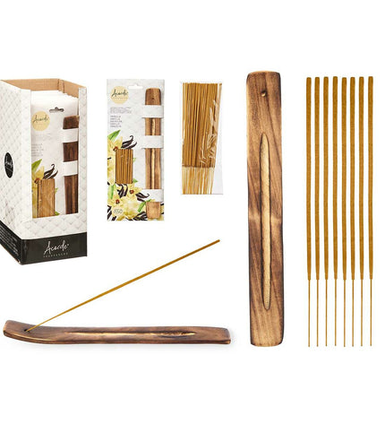 A set of 12 vanilla-scented incense sticks from Acorde in a decorative box, ideal for home decor and creating a cozy atmosphere.