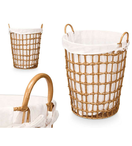 Set of 6 Kipit natural polyester and cotton storage sacks with plastic and iron accents, ideal for home organization.