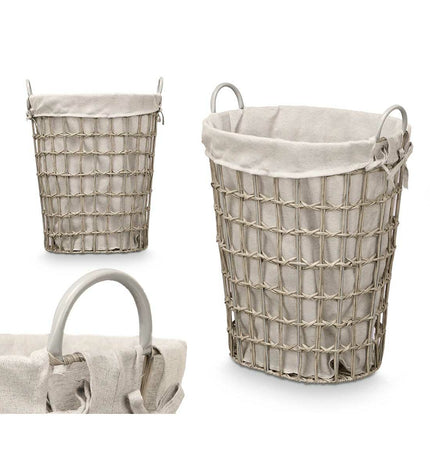 Six gray Kipit storage bags made of polyester, plastic, and cotton, suitable for home organization and kitchen use.