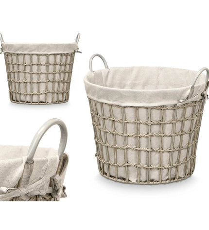 Set of six Kipit gray polyester fabric storage bags with plastic and iron details, made from 50% cotton for home organization.