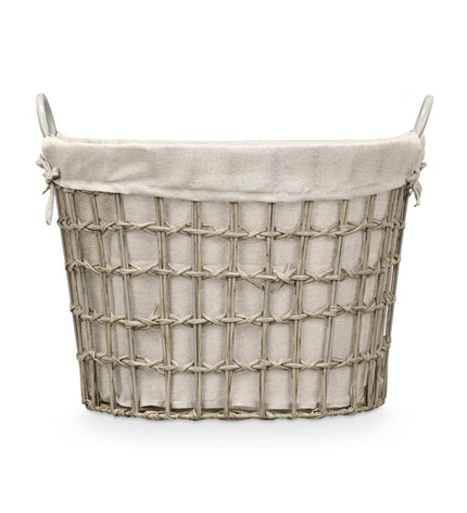 Set of six gray Kipit polyester and cotton storage bags with plastic and iron handles for home organization.
