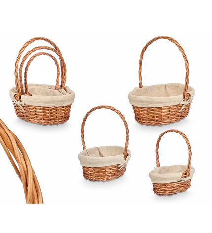 Kipit Mandenset Kipit polyester vlechtwerk stof, 50% katoen, 34x39.5x30 cm and 34x40x30 cm, three bathroom storage baskets