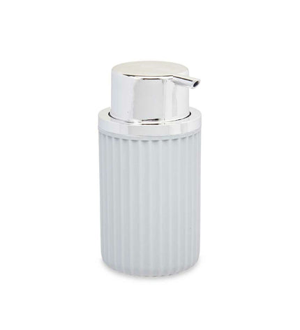 Set of 16 Berilo gray plastic soap dispensers, 450 ml, compact size for bathroom and kitchen use, with pump and transparent body.