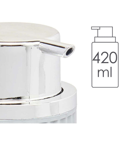 Set of 16 Berilo gray plastic soap dispensers, 450 ml, for bathroom and kitchen use, measuring 7 x 14.5 x 8.5 cm.
