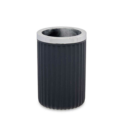 Set of 16 Berilo anthracite plastic glass containers for bathroom and kitchen, measuring 7.5 x 11.5 x 7.5 cm.