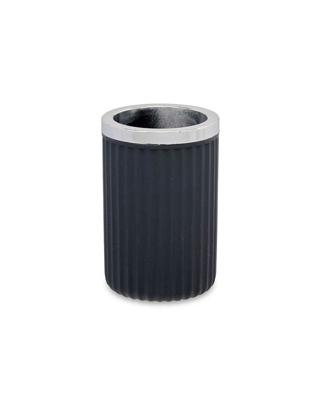 Set of 16 Berilo anthracite plastic glass containers for bathroom and kitchen, measuring 7.5 x 11.5 x 7.5 cm.