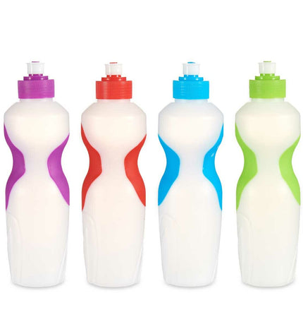 Set of 24 Leknes 700ml polyethylene water bottles for sports, outdoor activities, camping, and hiking.
