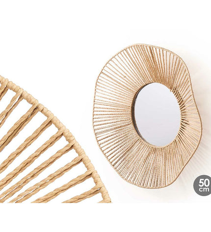 Set of four Gift Decor natural wave-shaped wall mirrors, 52x9x51 cm, stylish home decor for house and kitchen interiors.