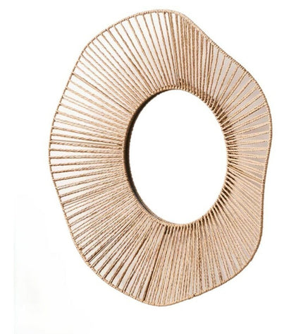 Set of four Gift Decor natural wave-shaped wall mirrors, 59x11x59 cm, for home decor and interior decoration.