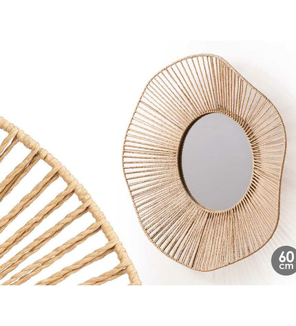 Set of four Gift Decor natural wave-shaped wall mirrors, 59 x 11 x 59 cm, perfect for home decor and stylish wall accents.