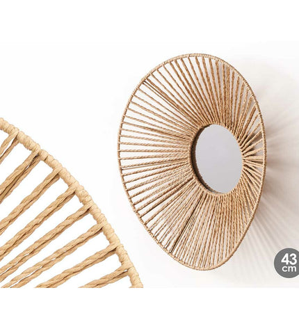 Set of four natural oval wall mirrors by Gift Decor, measuring 43 x 13.5 x 38 cm, for home decor and interior design.