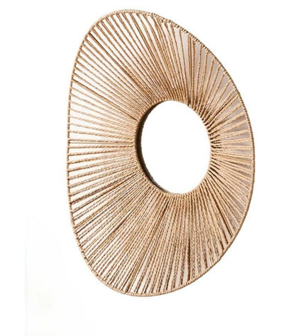 Set of four natural oval wall mirrors by Gift Decor, 55x14x48 cm, ideal for home decor and kitchen wall decoration.