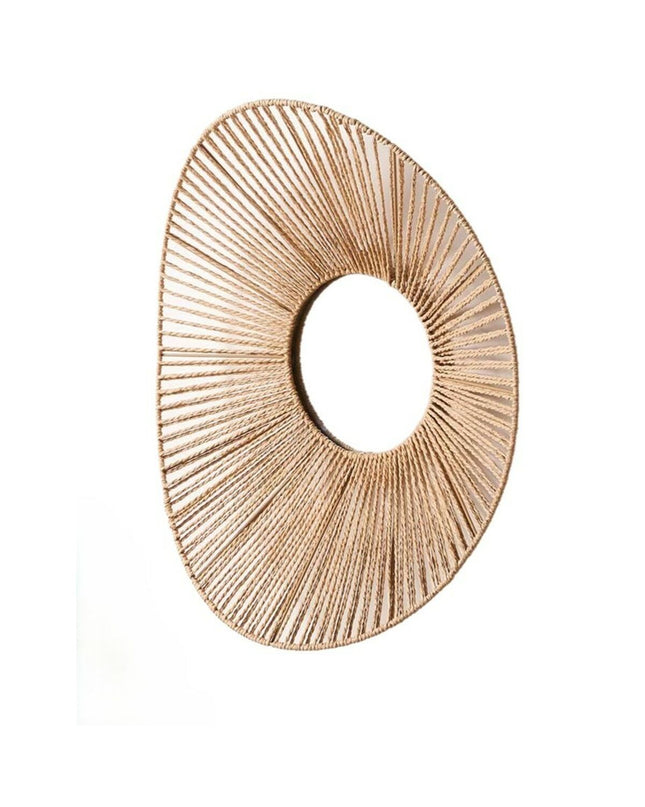 Set of four natural oval wall mirrors by Gift Decor, 55x14x48 cm, ideal for home decor and kitchen wall decoration.