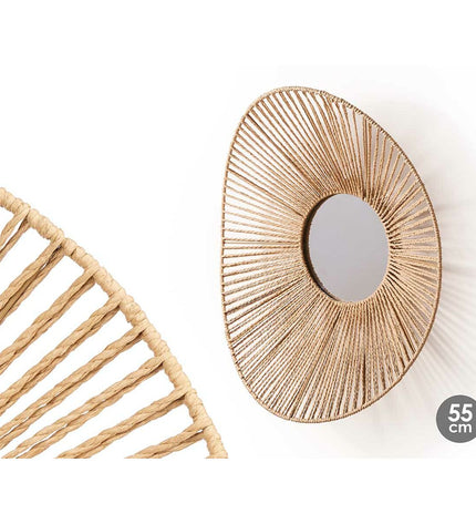 Set of four natural oval wall mirrors by Gift Decor, 55x14x48 cm, for home decor and kitchen interior accents.