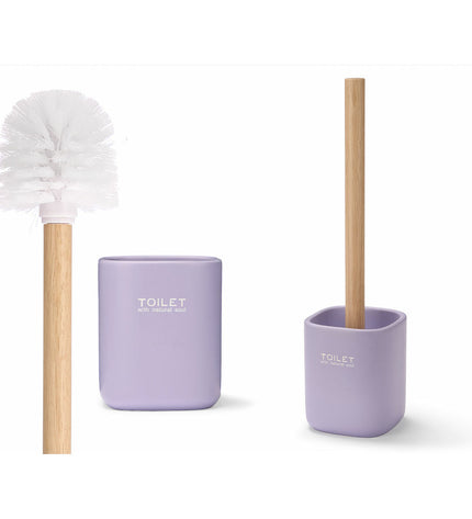 Berilo white and green wood polyresin toilet brush set with six pieces, designed for bathroom and household use.