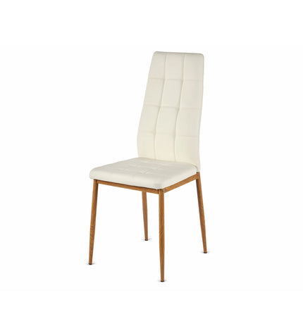 Set of four Gift Decor white wooden and metal kitchen chairs with polyurethane seats, measuring 42x51x97 cm.