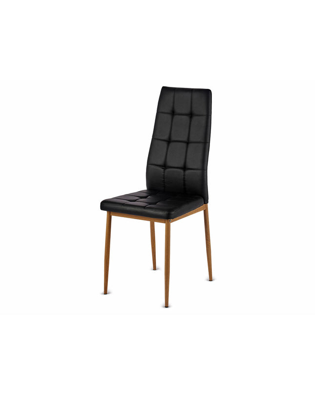 Set of four black kitchen chairs with wooden and iron frames, upholstered in polyurethaan, measuring 42x51x97 cm.