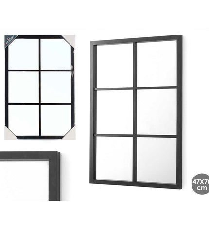 Set of six black square wall mirrors by Gift Decor, 70x47x2 cm, ideal for home decor and kitchen spaces.