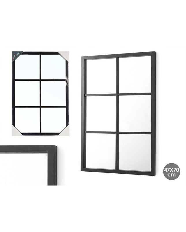 Set of six black square wall mirrors by Gift Decor, 70x47x2 cm, ideal for home decor and kitchen spaces.