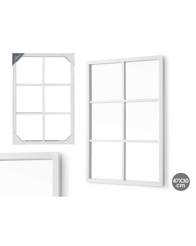 Six Gift Decor white square wall mirrors, 70x47 cm, with 2 cm depth, ideal for home decor and kitchen interior accents.