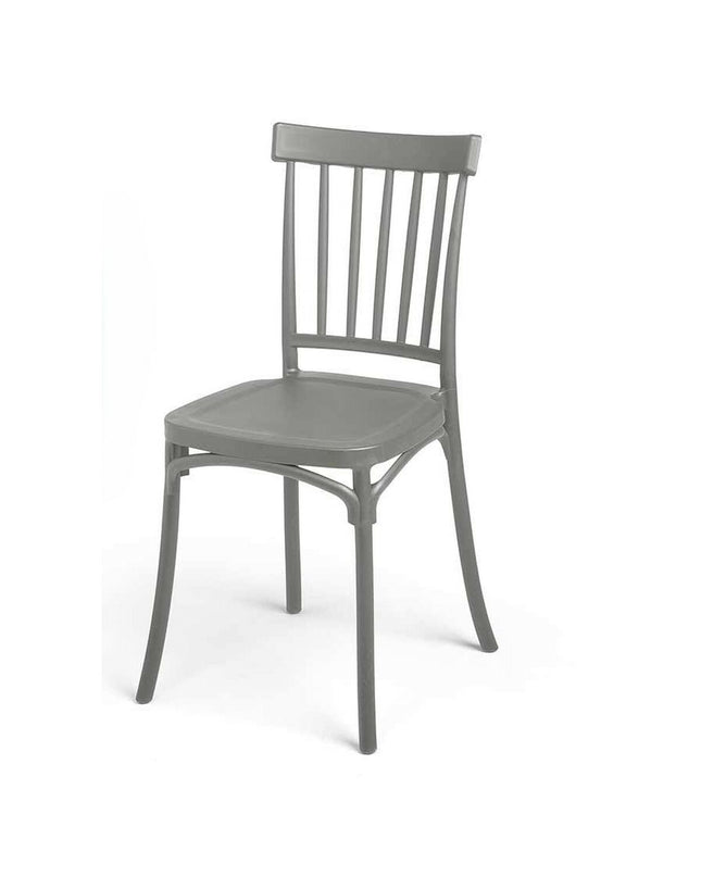 Gray polypropylene chair by Gift Decor, measuring 42x81.5x45 cm, with a modern design and metal leg details.