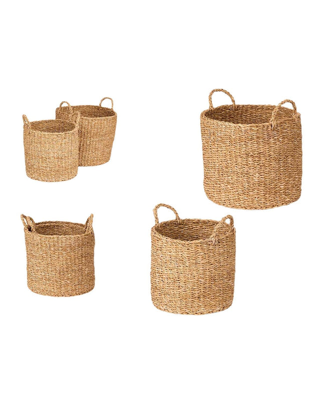 Gift Decor mandenset in bruin, Zeealgen design, two-piece storage containers for home and kitchen organization