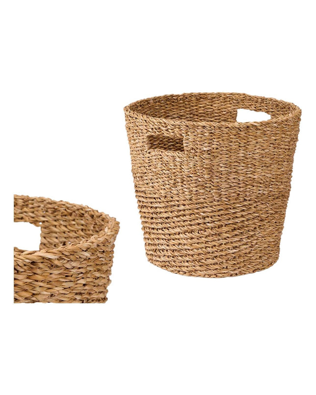 Set of two Gift Decor Bruin Zeealgen storage containers for house and kitchen organization, with a natural wooden finish.