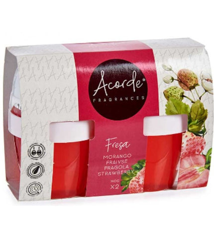 Acorde luchtverfrisserset Aardbei with 2 onderdelen, 12 stuks, in huisdecoratie en koken setting, featuring strawberry-scented air fresheners.