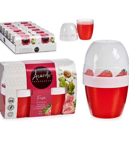 Acorde Aardbei luchtverfrisserset with 2 parts, featuring 12 strawberry-scented air fresheners for home and kitchen decor.