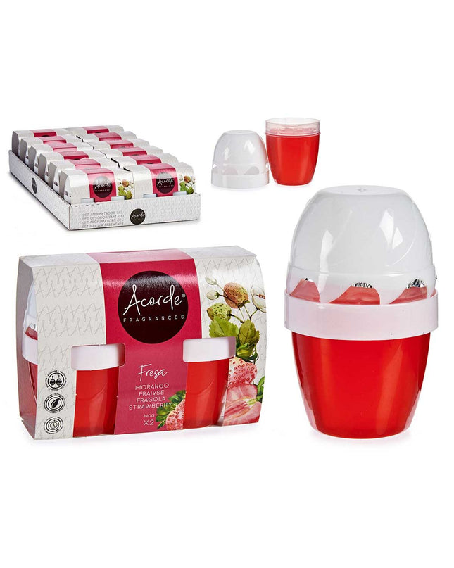 Acorde Aardbei luchtverfrisserset with 2 parts, featuring 12 strawberry-scented air fresheners for home and kitchen decor.
