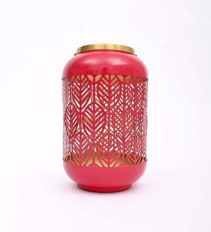 Round Metal Lantern with Scroll Cut-Outs – Decorative Candle Holder