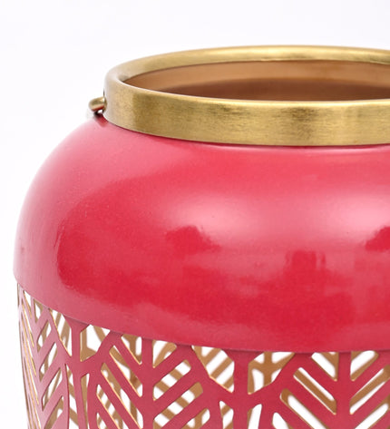 Round Metal Lantern with Scroll Cut-Outs – Decorative Candle Holder