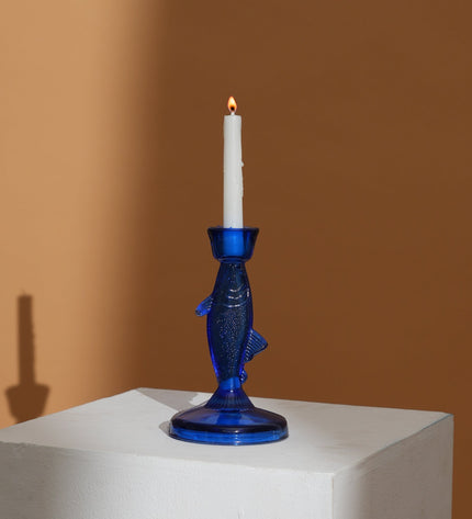 Fish Candle Holder in Royal Blue – Ocean Coastal Decor Accent