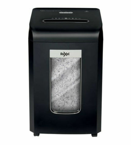 Rexel Promax RSX1538 paper shredder for office use, compact electronic office equipment with shredding slot and control panel