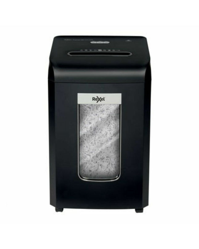 Rexel Promax RSX1538 paper shredder for office use, compact electronic office equipment with shredding slot and control panel