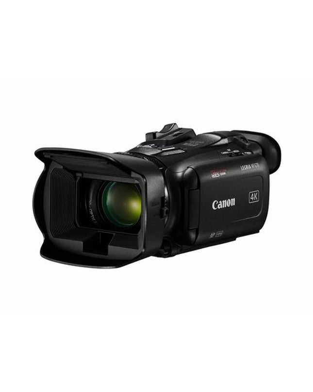 Canon videocamera 5734C006 with lens, buttons, and grip visible, designed for photography and videography in electronics.
