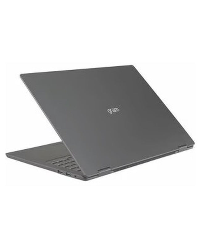 LG 16Z90T-V.AP88B laptop with sleek design, open screen displaying a calculator app, showing a modern, lightweight computing device.