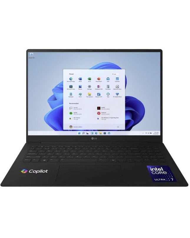 LG 16Z90TR-E.AD88B laptop with sleek design and slim profile, showcasing its modern build and display screen.