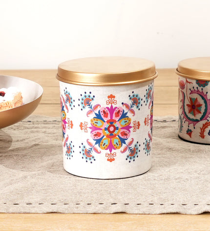 Large Round Enamel Box with Lid – Kitchen & Home Storage Jar