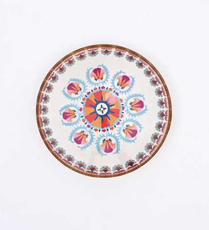 Round Enamel Metal Tray – Decorative Serving Platter for Home & Kitchen