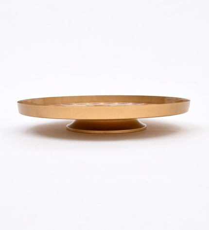 Round Enamel Metal Tray – Decorative Serving Platter for Home & Kitchen