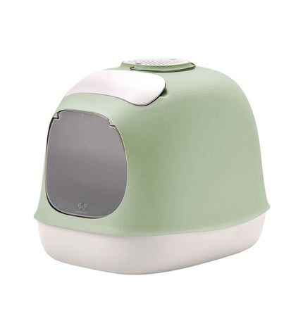 Green United Pets cat litter box made of polypropylene, 40 x 50 cm, with a clean background and smooth surface.