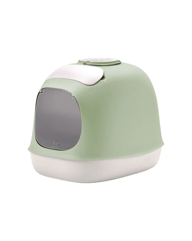 Green United Pets cat litter box made of polypropylene, 40 x 50 cm, with a clean background and smooth surface.