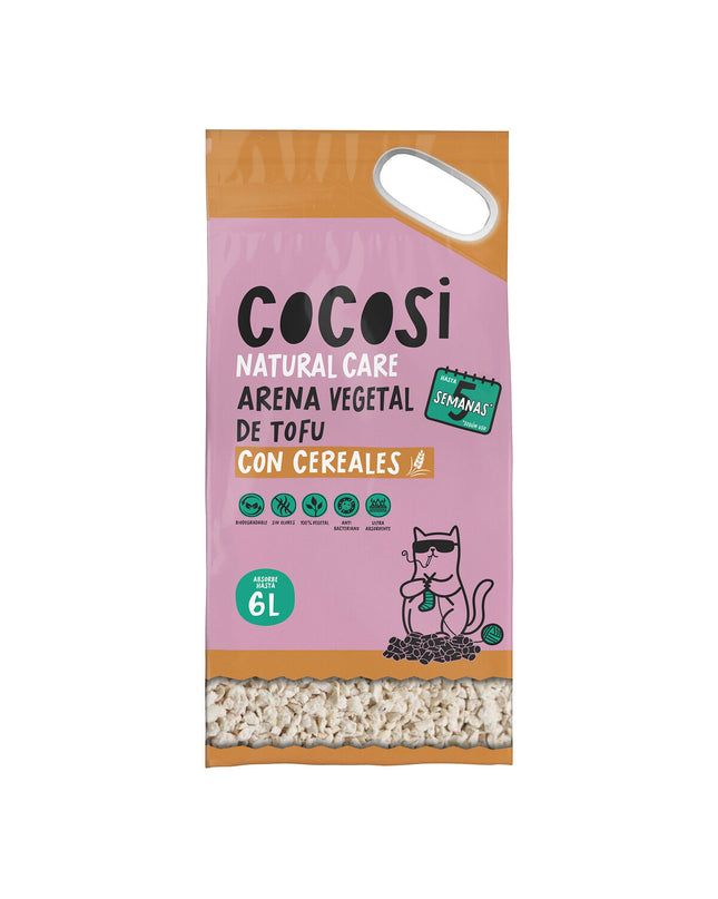Cocosi kattenbakvulling for cats, showing a bag of Cocosi brand cat litter with textured granules for odor control.
