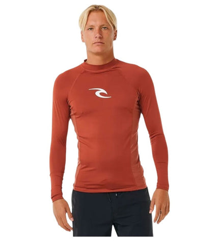 Rip Curl Waves Upf long-sleeve t-shirt with branded logo, designed for watersport and outdoor activities, featuring wave graphic details.