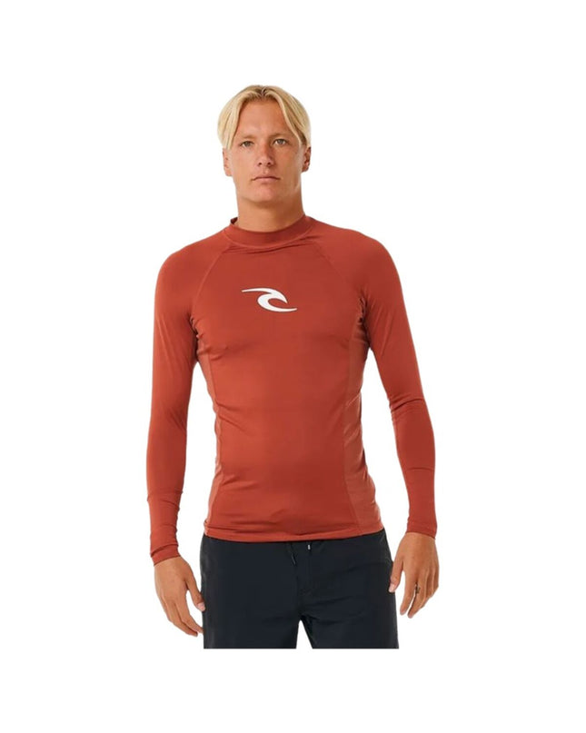 Rip Curl Waves Upf long-sleeve t-shirt with branded logo, designed for watersport and outdoor activities, featuring wave graphic details.