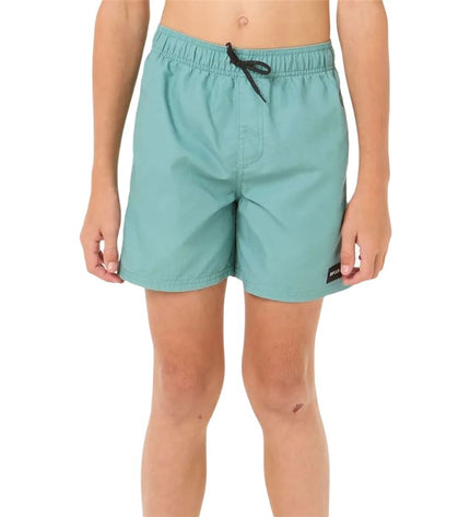 Rip Curl Bondi Volley blue kids' swim rash guard, perfect for watersports and outdoor swimming activities.