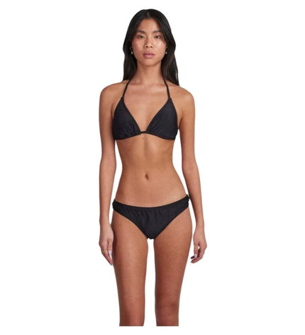 Black Pieces Slip Bikini top, ideal for sport and watersport activities, shown on a model with a plain background.